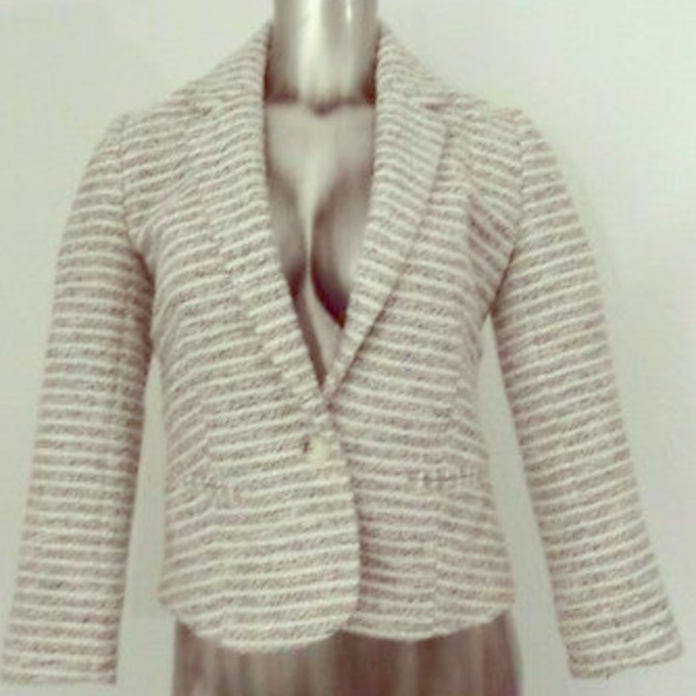 Lucky Brand women's striped tweed blazer jacket